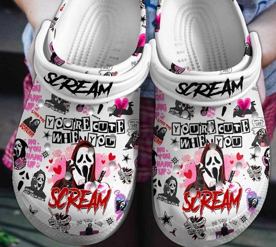 Halloween Scream Clogs, Halloween Ghost Face Shoes, Kid/Adult Sandals Slippers, Custom Shoes
