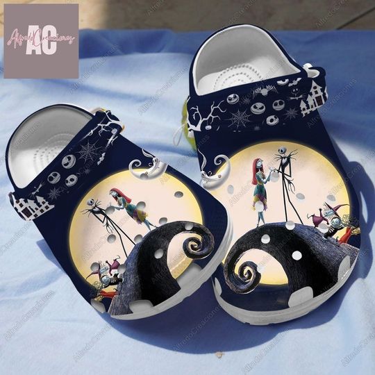 Jack Skellington And Sally Clogs, Couple Shoes, Nightmare Before Christmas Sandals, Disney Skellington Shoes, Halloween Movie Shoes