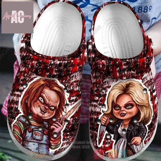 Halloween Chucky And Tiffany Clogs, Chucky Sandals, Horror Doll Shoes, Scary Movie Sandals, Summer Shoes, Casual Shoes,Chucky Fans Gift