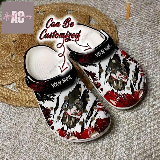 Halloween Pennywise Clogs, IT Movie Shoes, Horror Clown Shoes, Custom Pennywise Sandals, Scary Movie Shoes, Shoes For Men Women