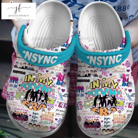 Nsync Band In My Nsync Era Clogs, Nsync Sandals, 90s Boy Band Summer Shoes, Nsync 2024 Shoes, 90s Band Shoes, Nsync Gift