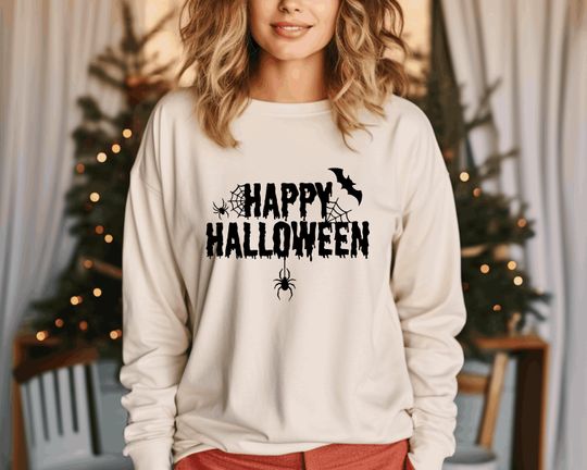 Discover Happy Halloween Shirt, Halloween Long sleeve Shirt, Happy Halloween T-Shirt, Funny Halloween Tee