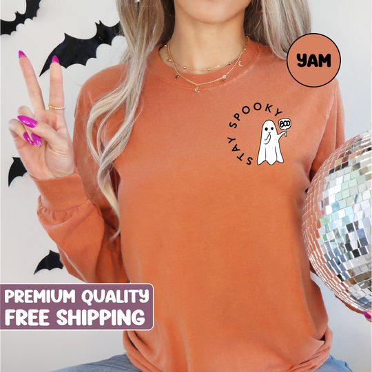 Discover Retro Halloween Comfort Colors, Stay Spooky Long sleeve, Vintage Ghost Halloween Shirt