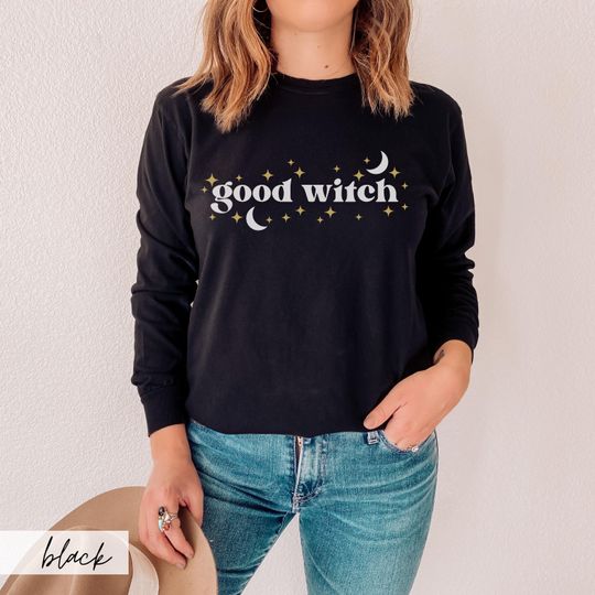 Discover Comfort Colors Good Witch Long Sleeve Shirt, Witchy Halloween Long Sleeve TShirt