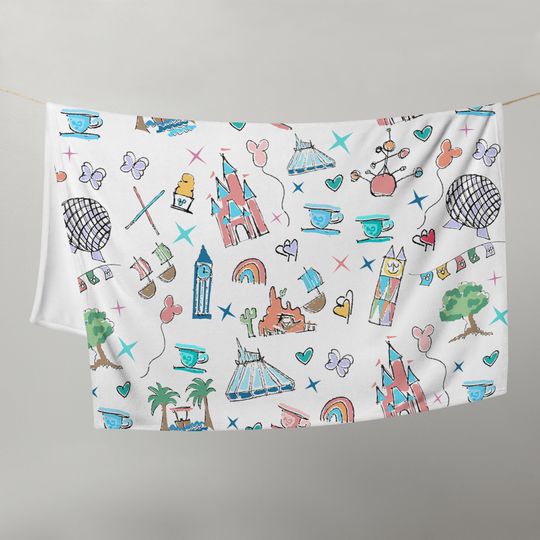 Discover Walt Disney World Throw Blanket Fuzzy Disney Fleece  Blanket