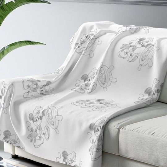 Discover Sherpa Fleece Blanket / Disney Inspired Decor / Steamboat Willie