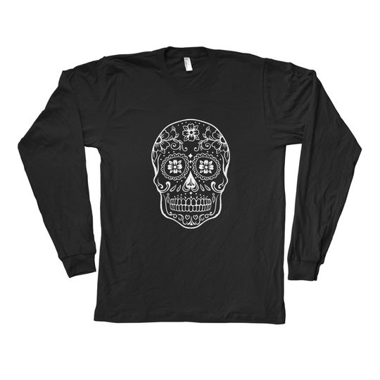 Discover Halloween Long Sleeve Shirt, Sugar Skull Long Sleeve, Gothic Tshirt, Halloween Gift, Horror Shirt, Ghost Shirt, Scary Shirt, Boo Shirt