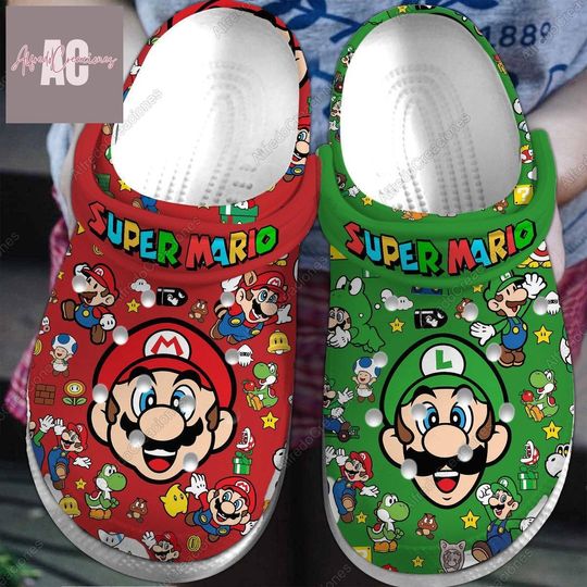 Mario And Luigi Clogs, Super Mario Shoes, Mario Shoes, Mario Game Sandals, Men Shoes, Women Shoes, Super Mario Fan Gift, Friends Gift