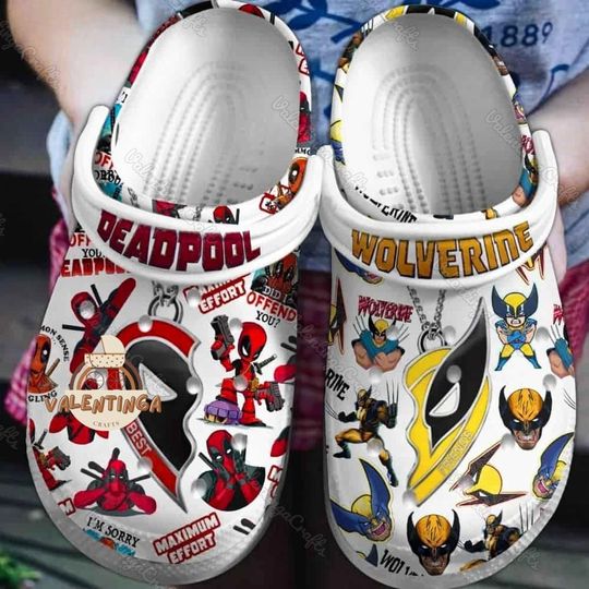 Deadpool And Wolverine Clogs, Deadpool Movie 3 Sandals, 2024 Movie Shoes, Disney Shoes, Super Hero Shoes, Wolverine Fans Gifts