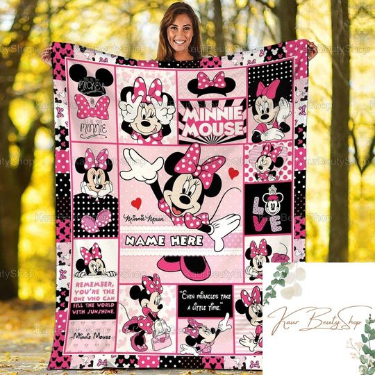 Discover Minnie Mouse Blanket, Minnie Fleece Blanket, Minnie Adult Blanket,