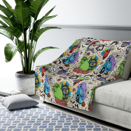 Discover Disney Nightmare Before Christmas Inspired Custom Sherpa Fleece Blanket