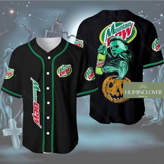 Halloween Mountain Dew Shirt, Mountain Dew Baseball Jersey, Michael Myers Baseball Jersey, Horror Movie Shirt, Halloween Drink Shirt