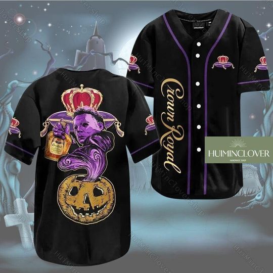 Discover Halloween Crown Royal Baseball Jersey, Michael Myers Baseball Jersey, Crown Royal Whiskey Shirt, Michael Myers Shirt, Halloween Shirt