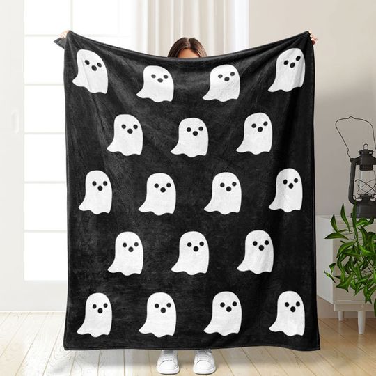 Discover More Cute Ghost Halloween Blanket, Fall Gifts For Friends, Seasonal Decor, Halloween Vibes Decor, Warm Flannel Blanket, Unique Gifts