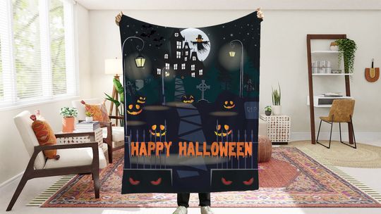 Discover Spooky Season Halloween Blanket, Vintage Pumpkin Blanket, Halloween watching movie blanket, Witchy Halloween Gift, Boo Blanket, Fall blanket