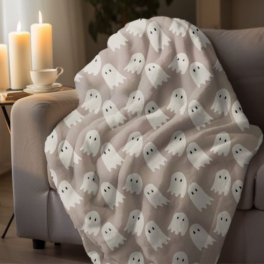 Discover Halloween Blanket Sherpa Fleece Ghost Fleece Blanket Couch Midcentury Western Halloween Bedding Fall Blanket Aesthetic Autumn Fleece Cowboy