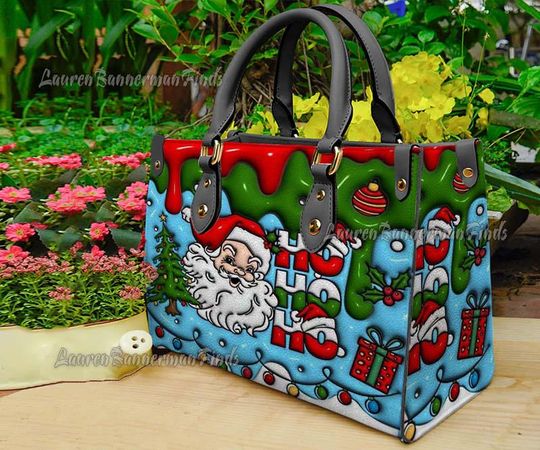 Discover Christmas Leather Bag, funny character Lover's Handbag, Leather Bag, Woman Handbag, Shopping Bag, Chrismas Gifts