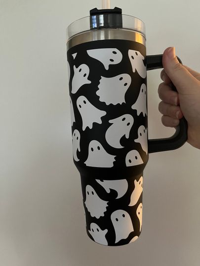 Discover 40oz Black Stanley Dupe tumbler Halloween themed