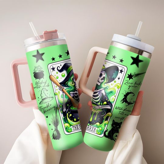 Discover Halloween Witch Tarot Card 40oz Tumbler, Mystic Hippie Tumbler, Halloween Cup Aesthetic Gift, Birthday Gift