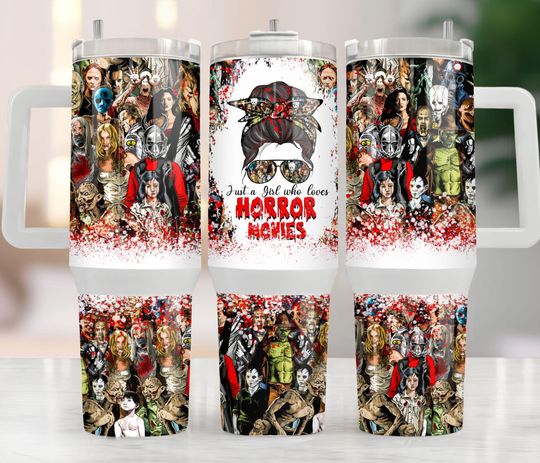 Discover 40oz Tumbler, Just A Girl Who Loves Horror Movies Tumbler, Halloween Tumbler, Horror Movie Tumbler, Scary Movie Tumbler, Gift for Mom