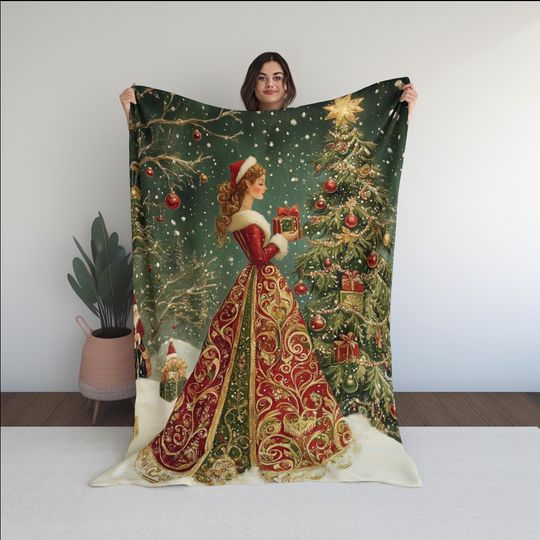 Discover Vintage Style Christmas Elf Blanket: Santa's Helper, Snowy Scene