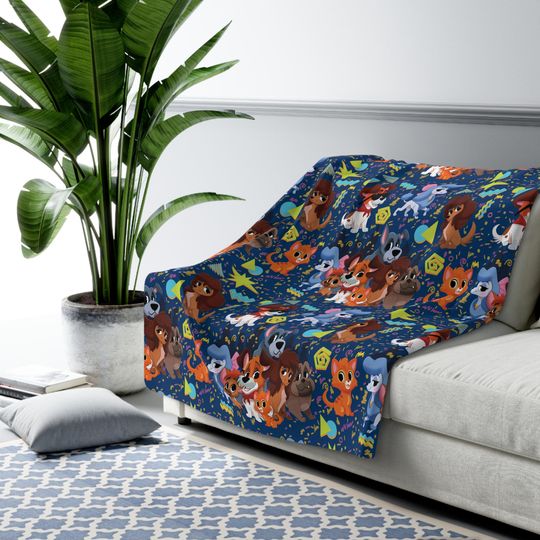 Discover Oliver and Company Disney Inspired  Fleece Blanket Throw Hand Drawn Gift