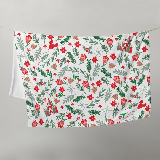 Discover Cinde's Castle Christmas Fleece Throw Blanket Christmas Garden Disney