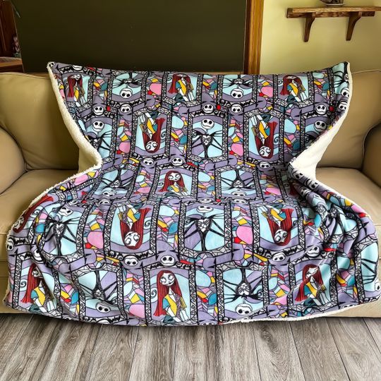 Discover Fleece  tBlanket Disney Nightmare Before Christmas Jack Skellington & Sally Stained