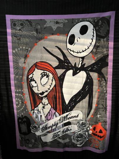 Discover Disney Nightmare Before Christmas Jack & Sally Fleece Blanket with Special Crochet Trim