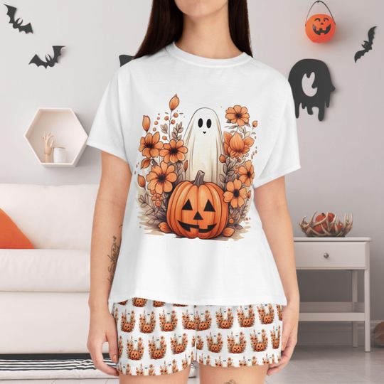 Cute Pajama set fall ghost halloween halloween core halloween pjs, pyjama set, halloween gift, couples pajamas