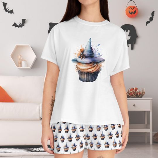 Pajama set cute halloween witch cupcake halloween pjs, pyjama set, halloween gift