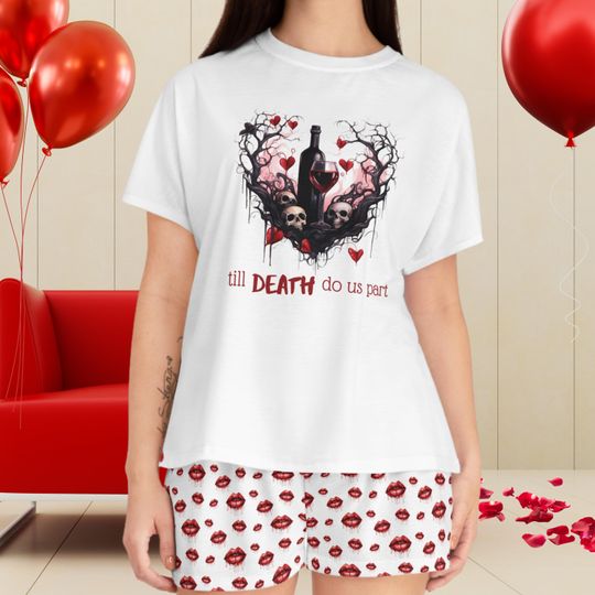 Pajama set gothic halloween halloween scull halloween pjs, pyjama set, halloween gift, couples pajamas