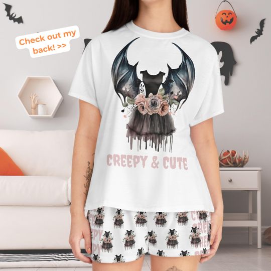 Pajama set cute halloween bat wings creepy halloween ballerina  pjs, pyjama set, halloween gift