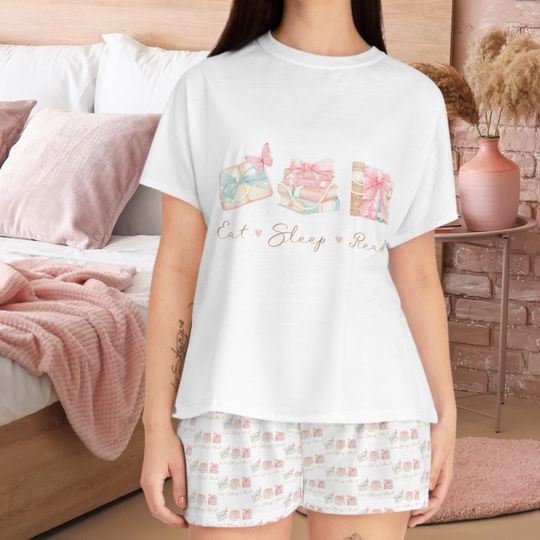 Pajama set, valentines pjs, book lover shirt, teacher pyjamas, pyjama set, holiday pyjama, pink coquette