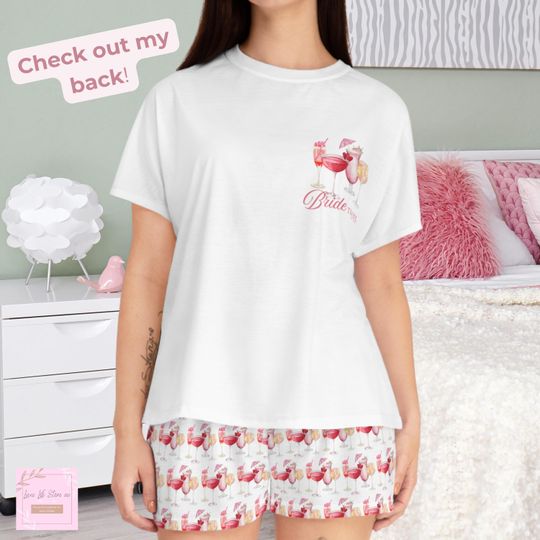 Discover Pajama set, bride tribe bridesmaid pajamas, cocktail bridesmaid gift, it girl holiday pyjama, pink coquette