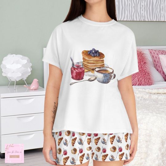 Discover Cute breakfast croissant Pajama set Travel Gift Europe Trip chefs kiss gift for her