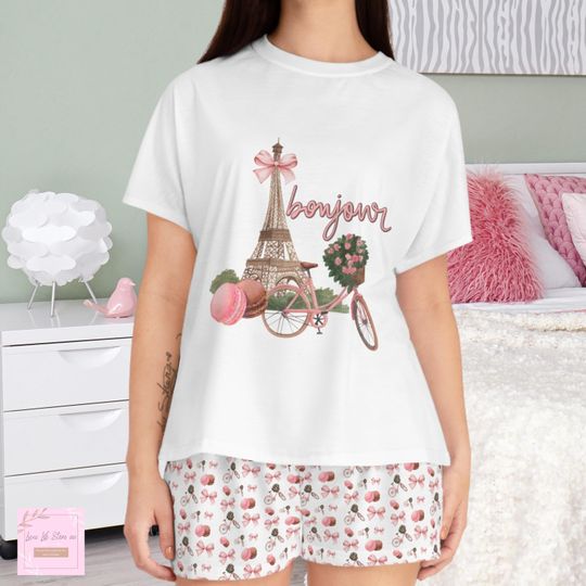 Discover Paris Pajama set France Paris Travel Gift Europe Trip Paris Lover Gifts Eiffel Tower Pjs Parisian French Coquette