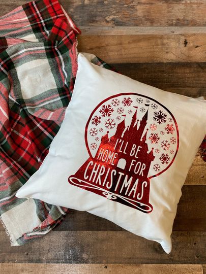 Discover I'll Be Home For Christmas Throw Pillow Cover / Pillowcase / Pillow Sham