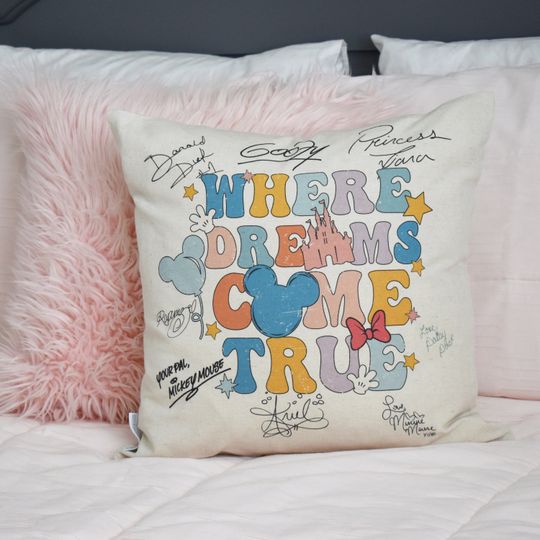 Discover Where dreams come true, Disney pillow covers, Disney decor, Disney autographs