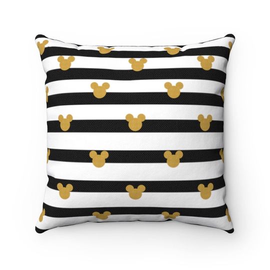 Black and Gold Mickey Throw Pillow, Disney Pillow, Mickey Cushion, Disney Cushion