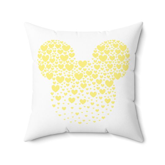 Discover Mickey Mouse Yellow Heart Spun Polyester Square Pillow
