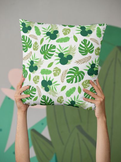 Discover Hawaiian Mickey Throw Pillow, Disney Tropical Pillow, Mickey Cushion