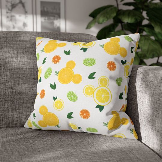 Citrus Hidden Mickey Throw Pillow, Disney Pillow, Mickey Cushion, Minnie Pillow