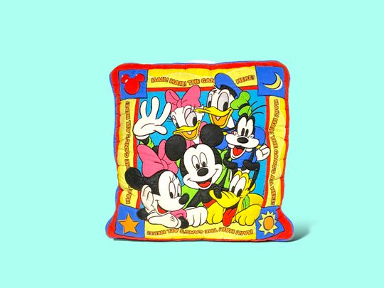 Discover Vintage 90s Disney Mickey Mouse Pillow.