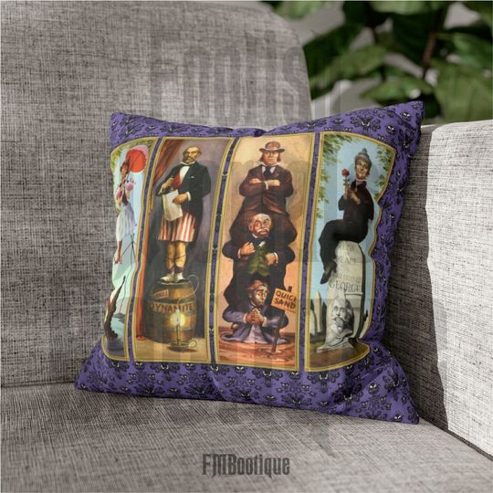 Haunted Mansion Portraits Pillow Case , Polyester Square