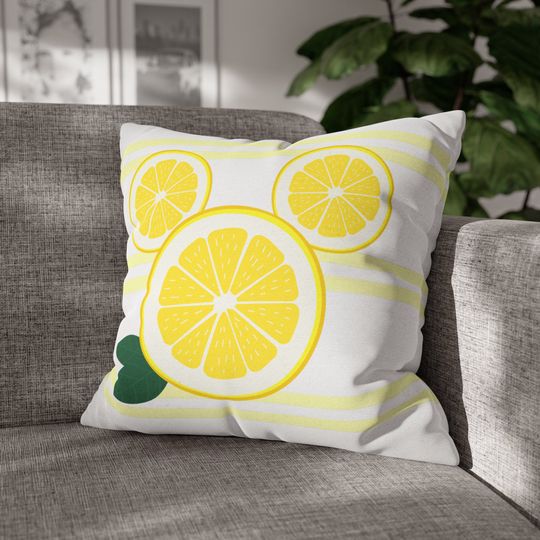 Discover Mickey Lemon Throw Pillow, Mickey Cushion, Disney Cushion, Minnie Pillow
