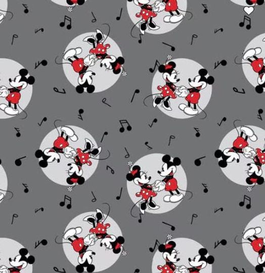 Discover Mickey and Minnie music nout print handmade fleece tie blanket
