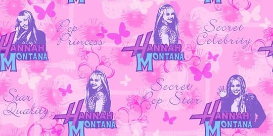 Discover Disney Pop Princesses Hanah Montana Butterflies Guitar Silhouette Pink Fleece Fabric for Blanket Throw