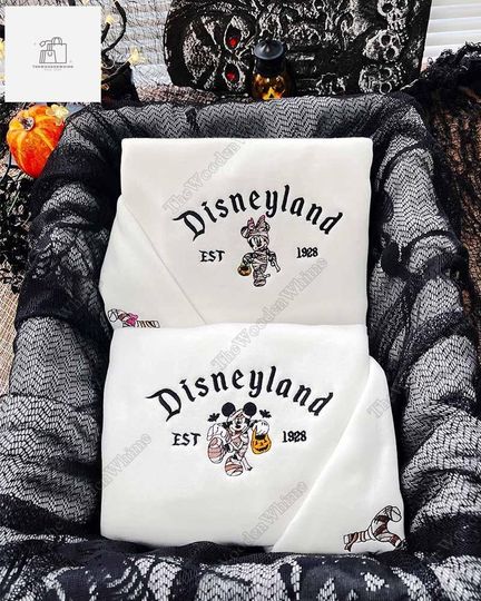 Halloween Disneyland Embroidered Sweatshirt, Mickey Mouse Embroidered Sweatshirt
