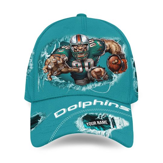 Miami Dolphins football Personalized Printed Classic Cap. Gift For Fans.